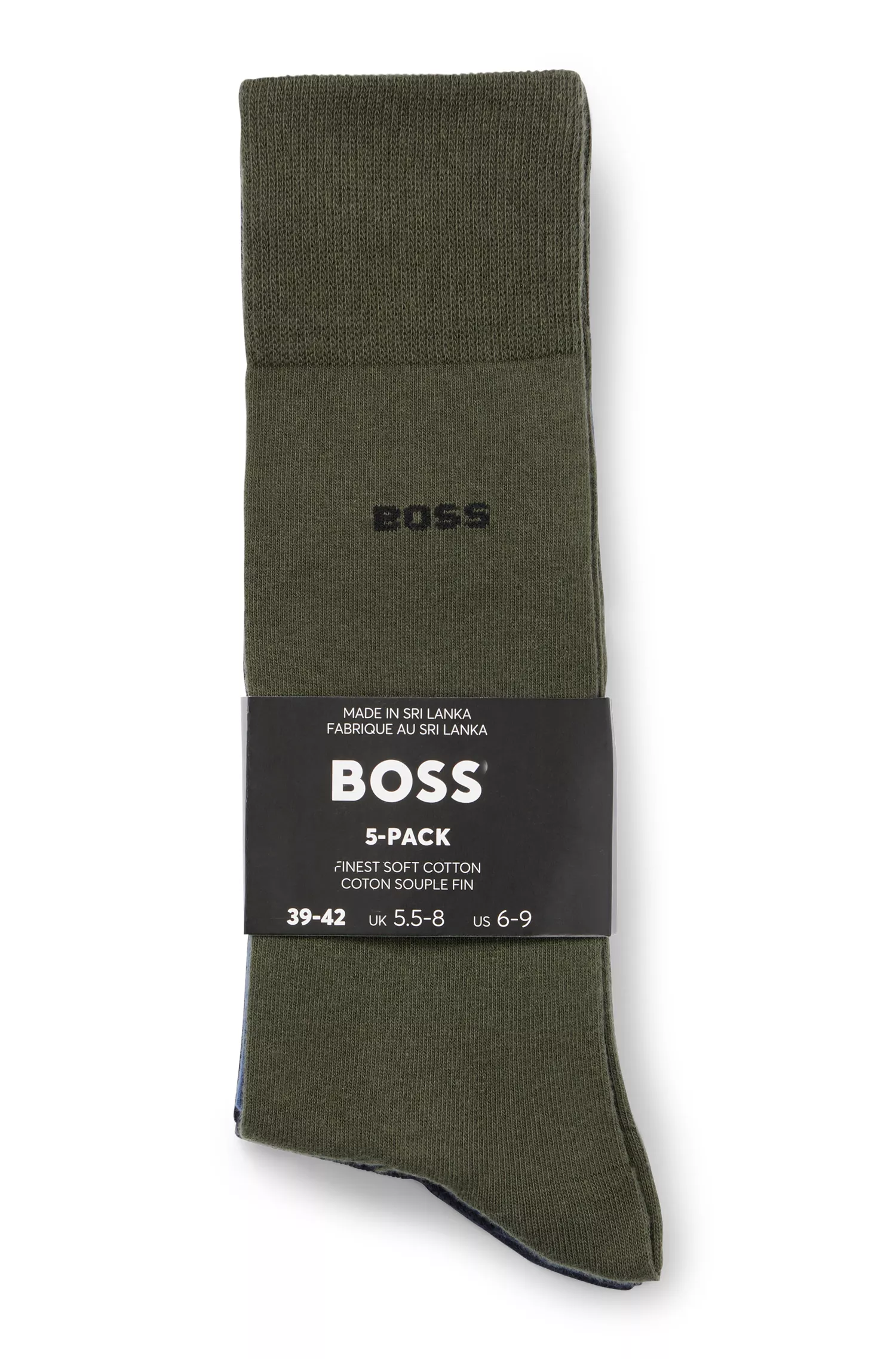 BOSS Black - Pacote com cinco pares de meias de comprimento normal em mistura de algodão.
