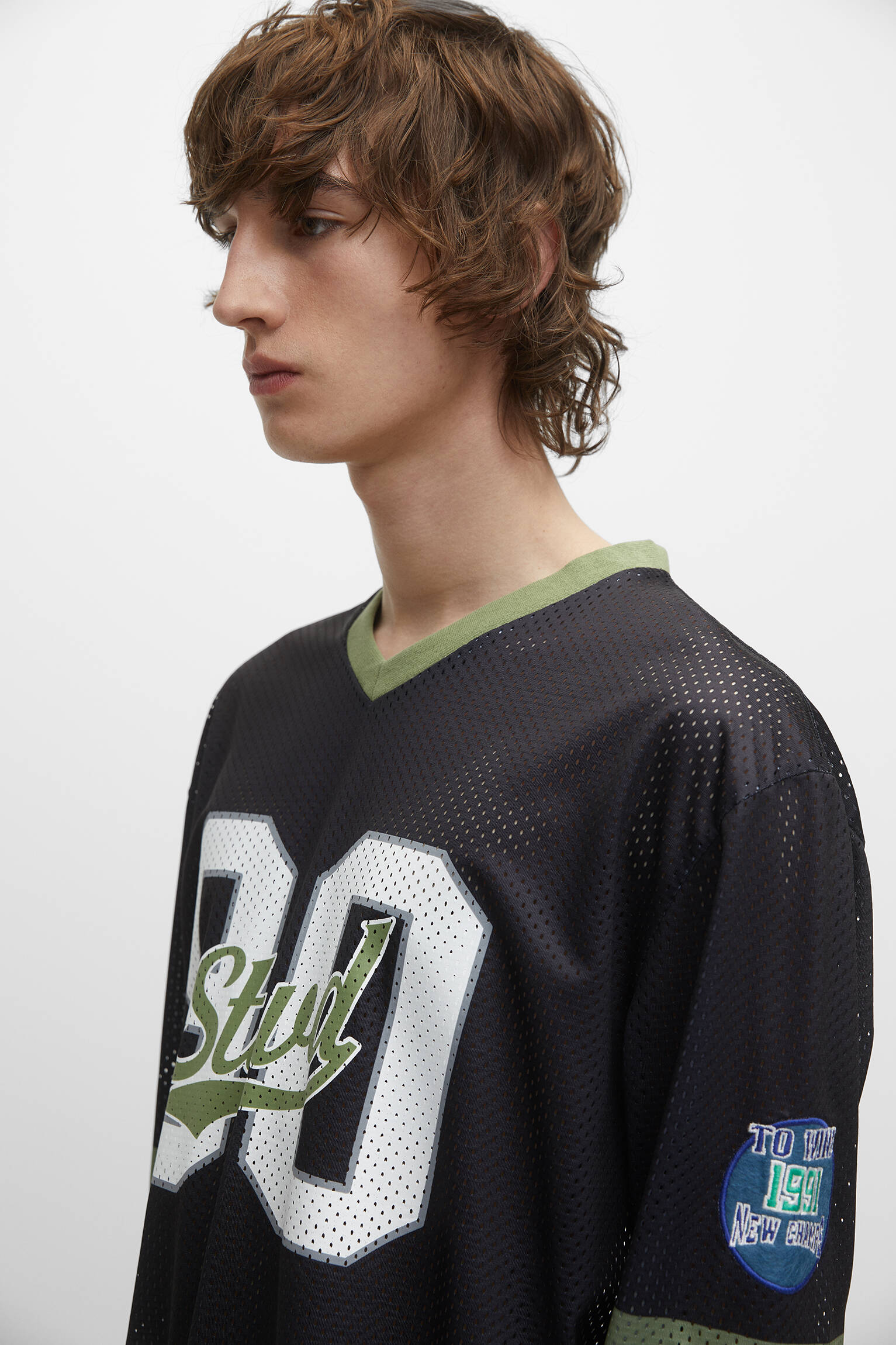 CAMISETA DE RUGBY EM MALHA - PRETA