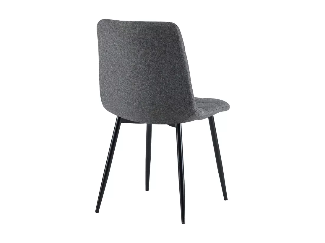 Lot de 4 chaise salle à manger - Tissu & Métal noir mat - Gris foncé - Antibes
