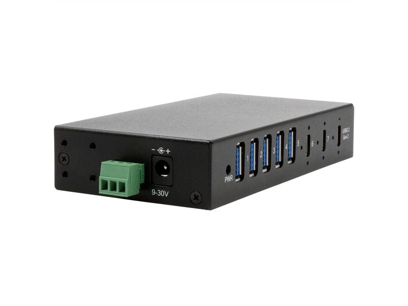 Exsys USB-Hub Industrial USB 3.2 Gen 2 x 1 Hub 7-Port 7-Port USB HUB für Tisch, Wand- und DIN-Rail Montage