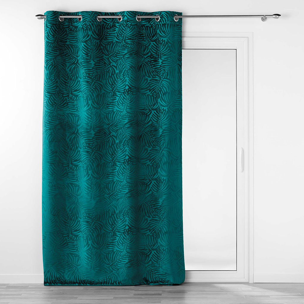 Rideau occultant à œillets ANALIA en velours bleu pétrole 140x240cm