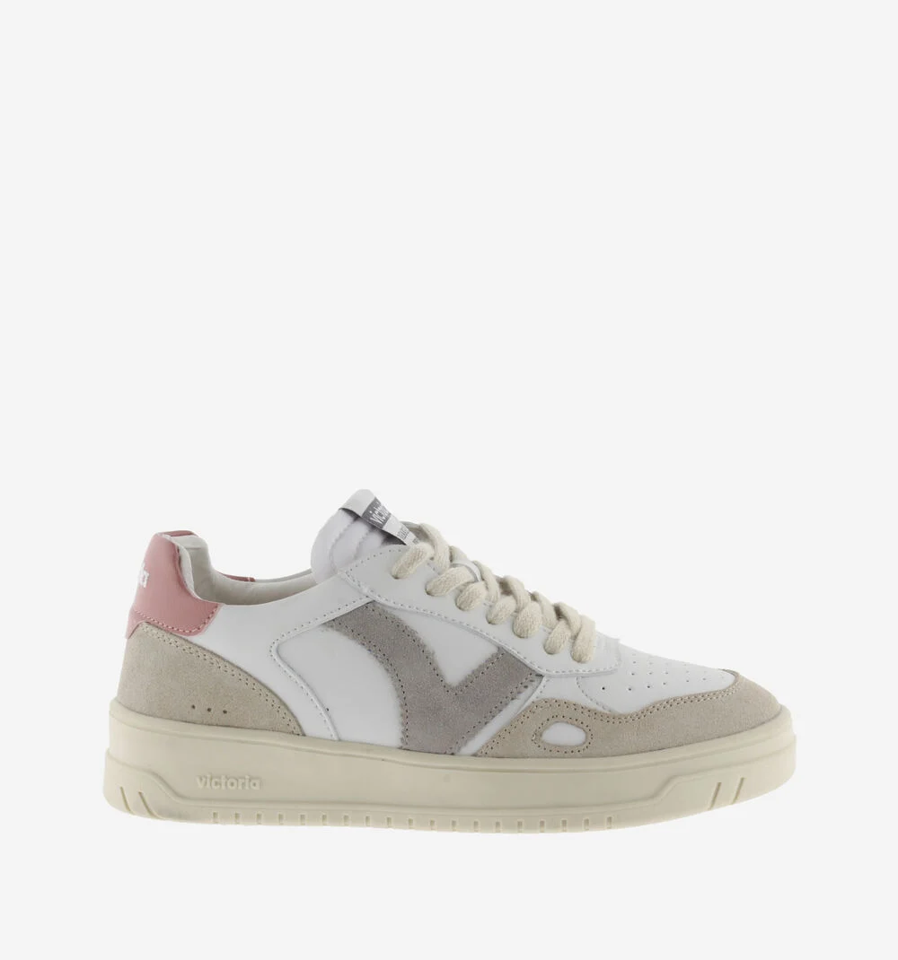 SEUL EFFET CUIR & CUIR FENDU Baskets unisexes semelles beiges ROSA