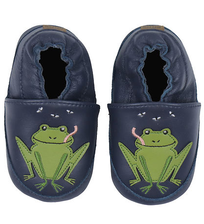 Melton Leder-Krabbelschuhe - Frosch - Navy Academy