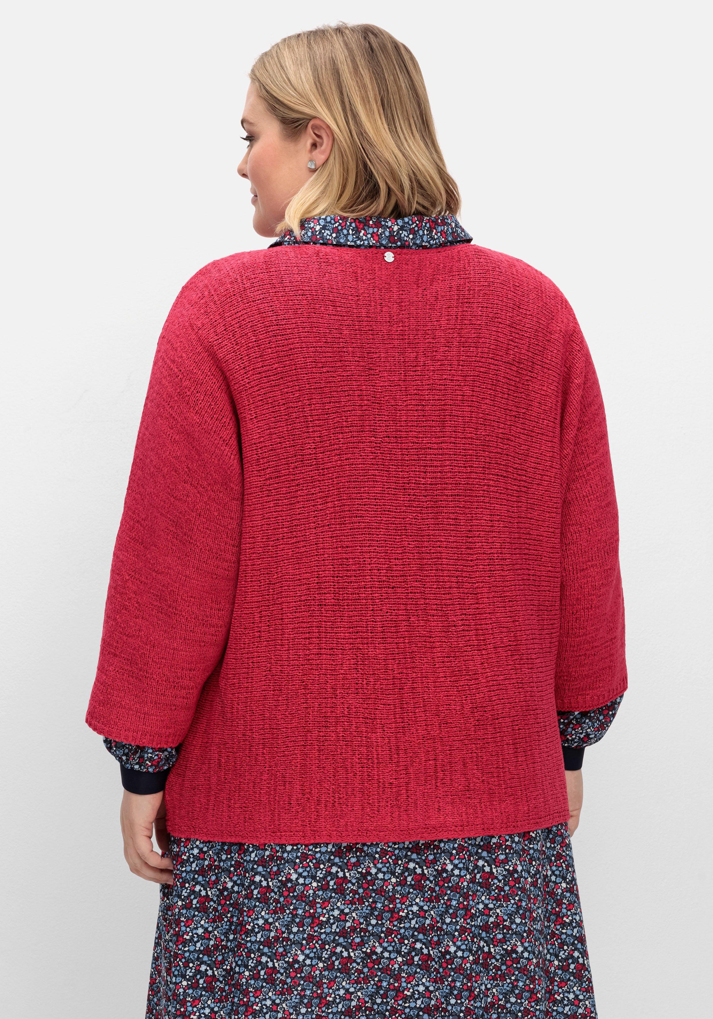 Oversized-Pullover mit 3/4-Arm, aus Bändchengarn