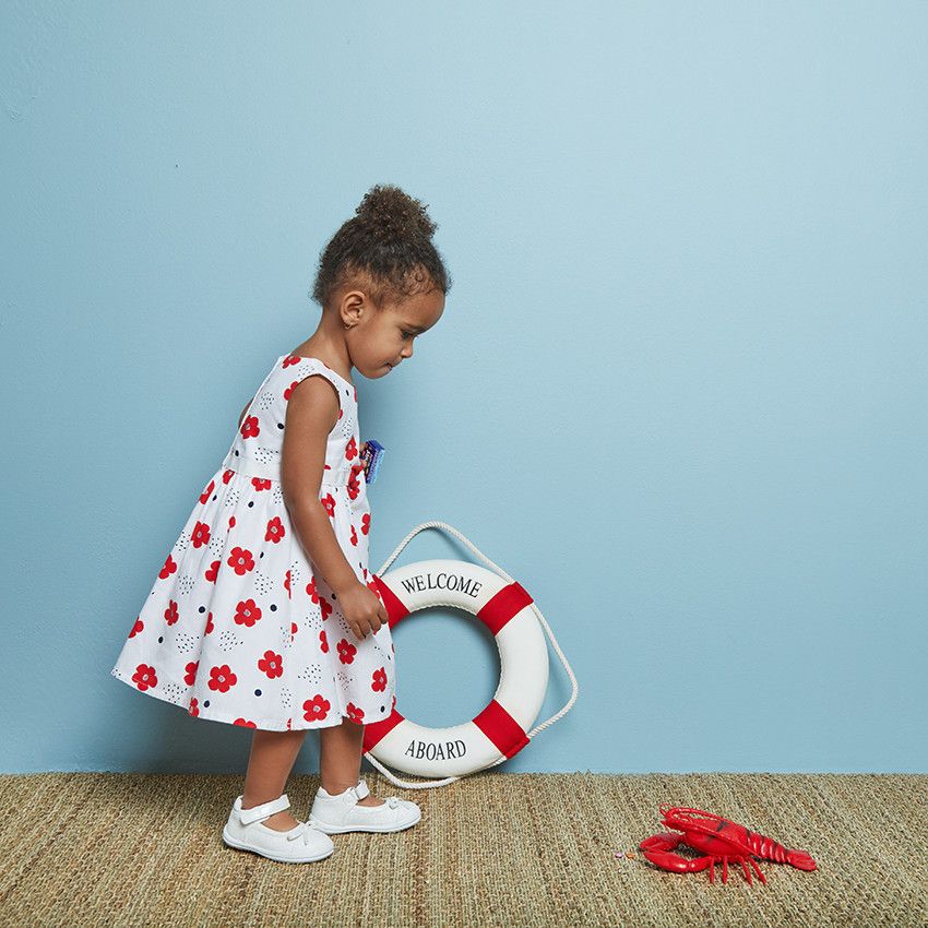 Robe courte à fleurs pour bébé fille - Blanc