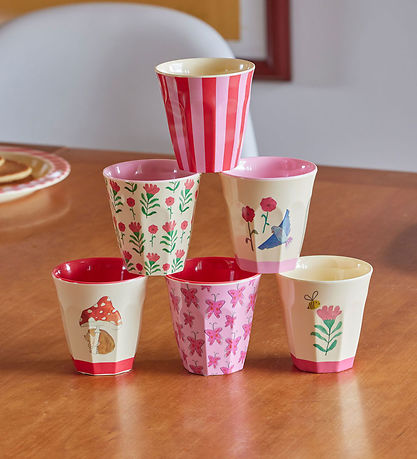 Rice Kopper - Melamin - 6 stk. - 160 ml - Pink/Happy Forest