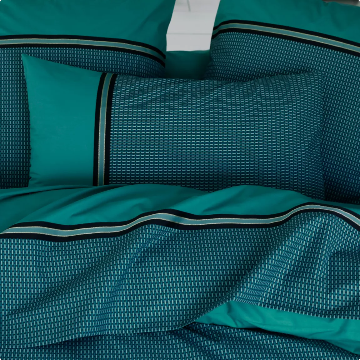 Taie d'oreiller rectangulaire percale de coton (50 x 70 cm) Gustav Vert émeraude