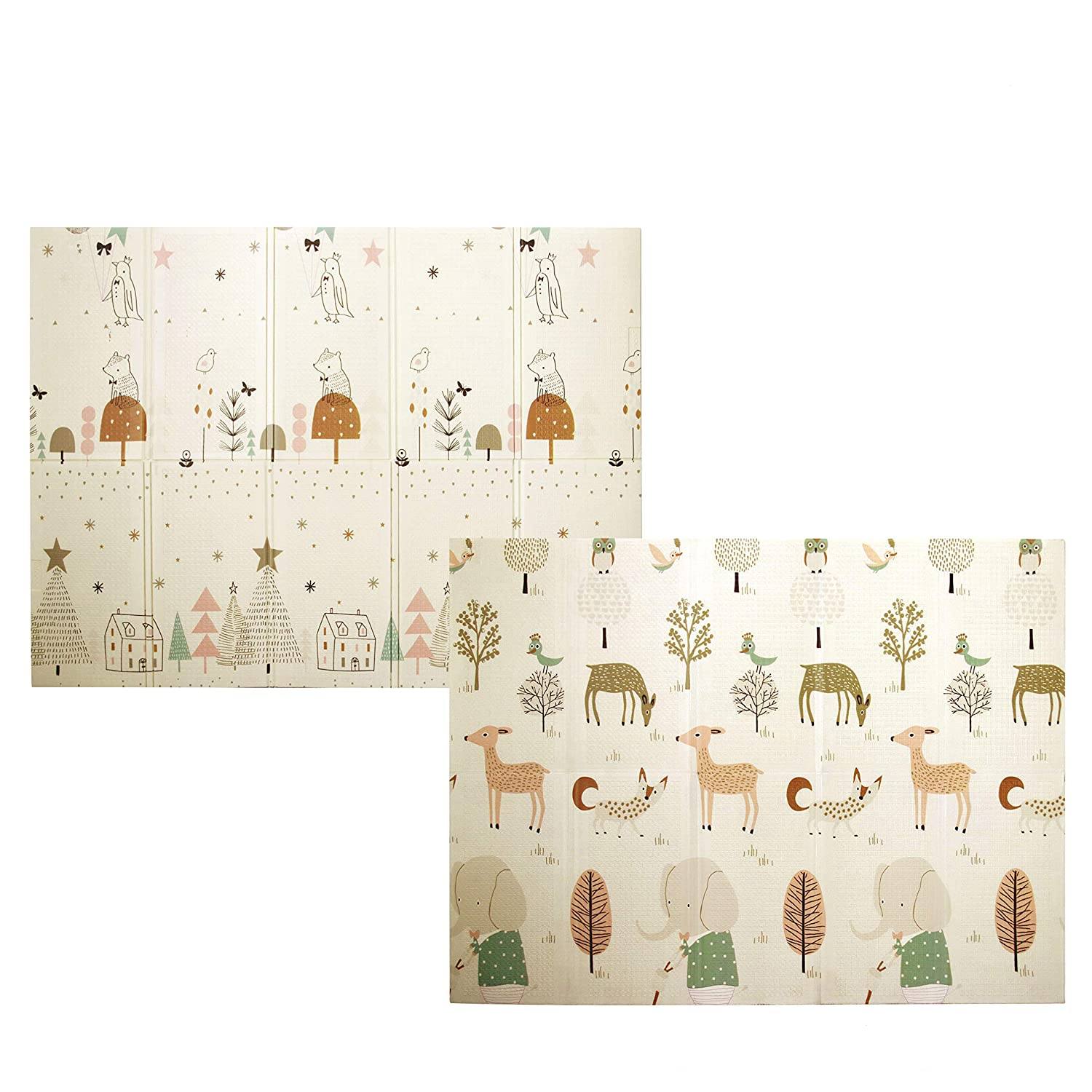 (200x150cm) Faltbare Schaumstoff Baby Spielmatte Krabbel Boden mit Aufbewahrungstasche - Beige