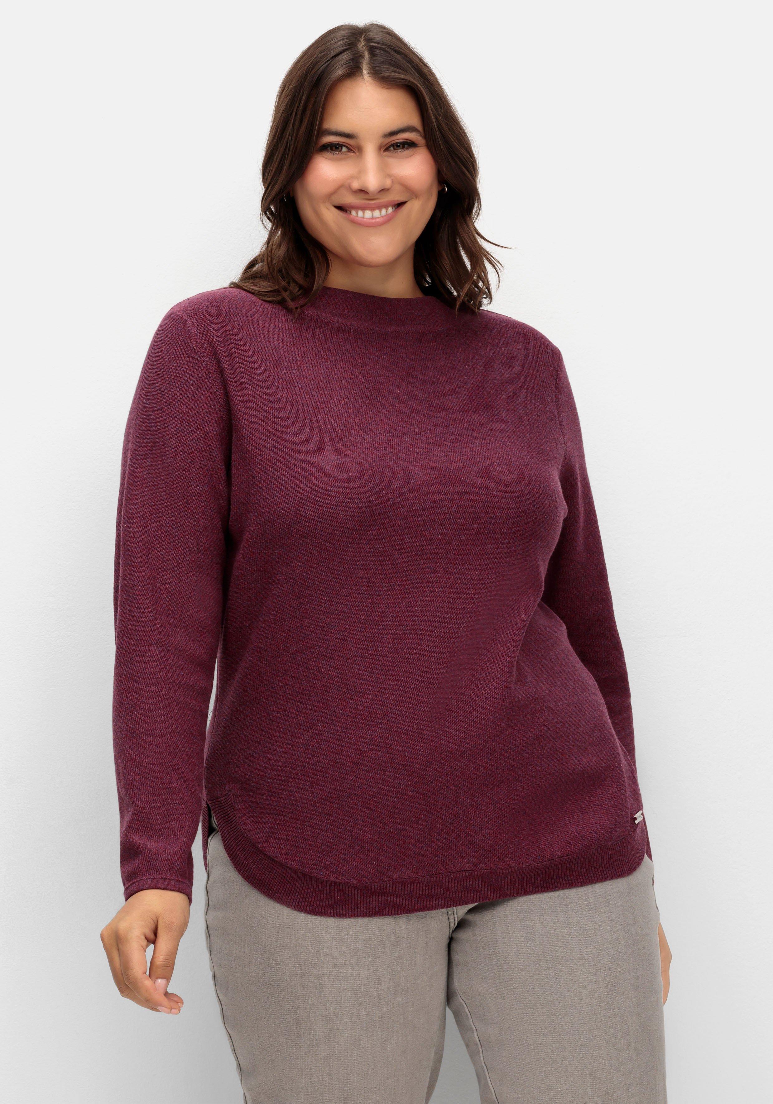 Pullover mit Stehkragen und gerundetem Saum