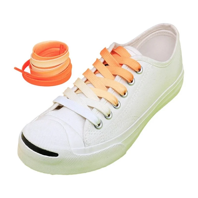 (1 Paar) 95cm Flache Schnürsenkel Klassische Sneaker Schuhbändel mit Farbverlauf - Orange