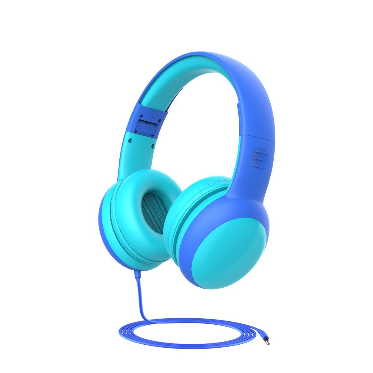 Kinder Kopfhörer 3.5mm Klinke On-Ear 85dB Begrenzte Lautstärke Grössenverstellbar mit Katzenohren - Blau