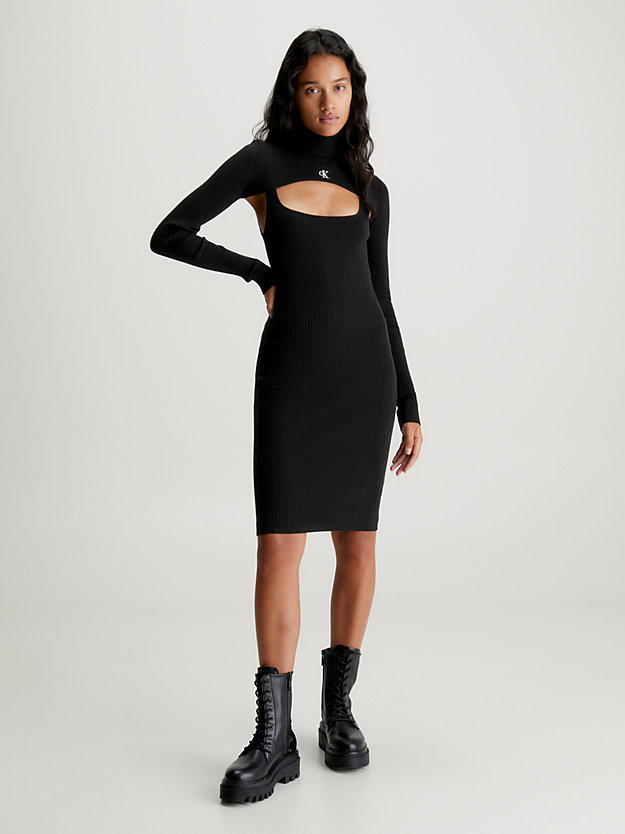Vestido suéter de gola alta 2 em 1