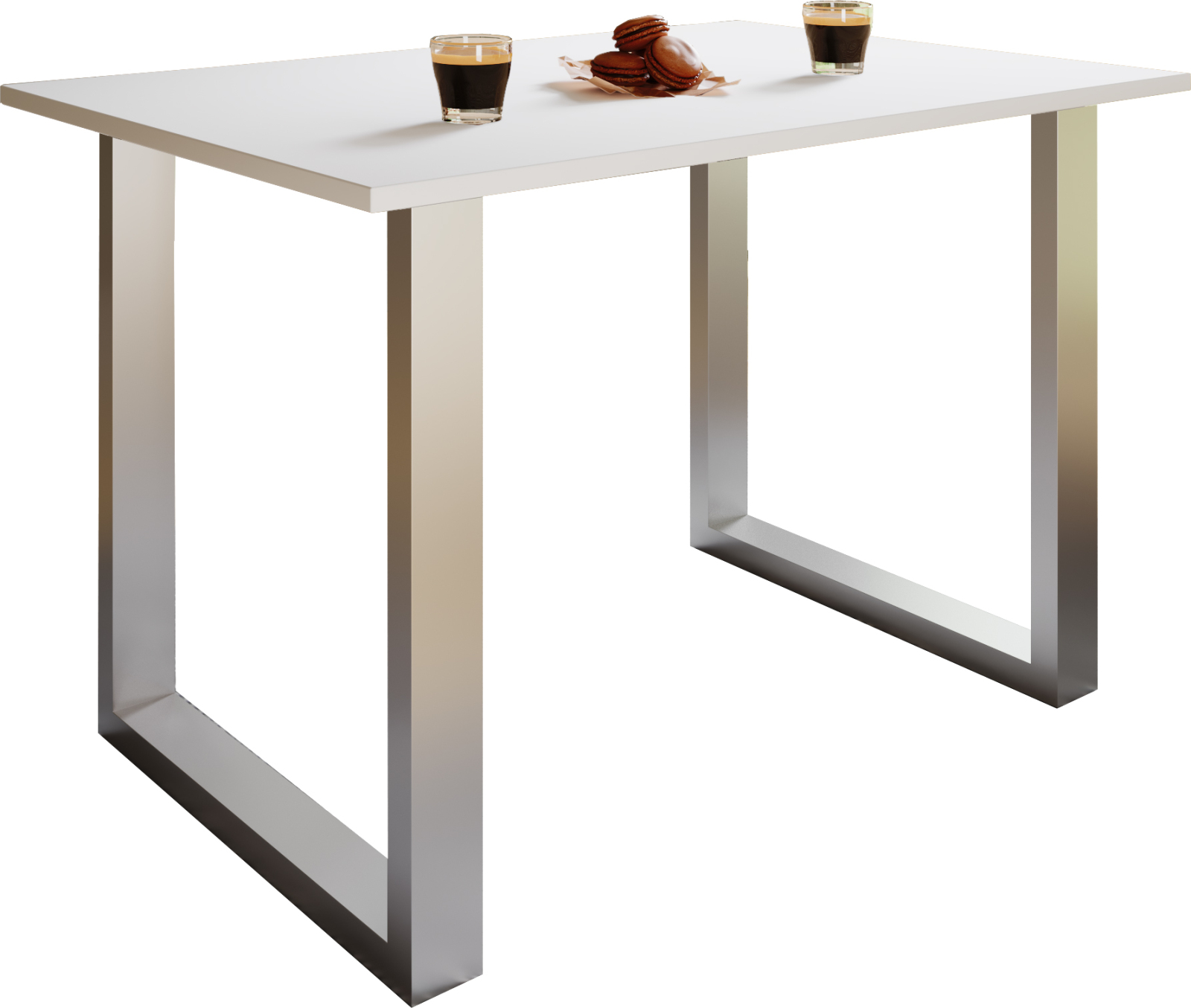 Esstisch XONA - weiß-silber - U-Fußgestell - 110 cm