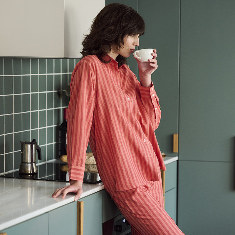 Pyjamaoberteil gestreift Pink