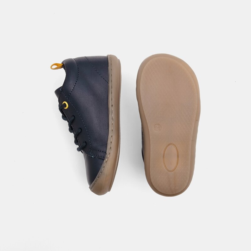 Bottillons souple cuir lacets bleu bébé garçon Bleu