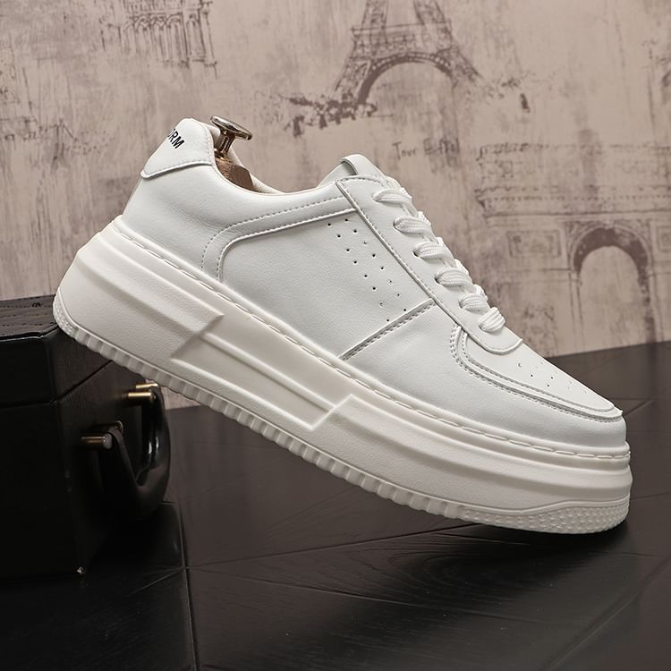 Mr Ozera - Platform Plain Lace Up Sneakers