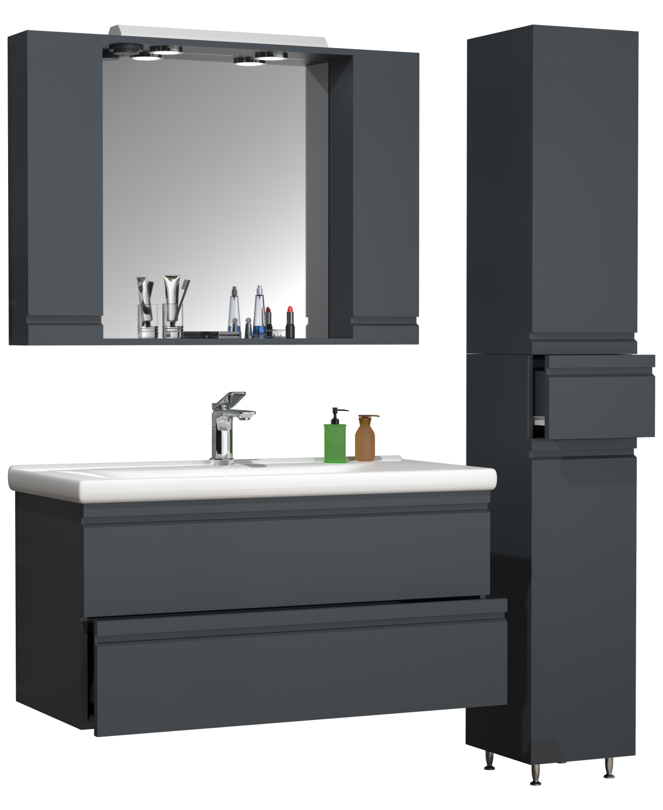 4-teiliger Badblock SILORA XL - anthrazit