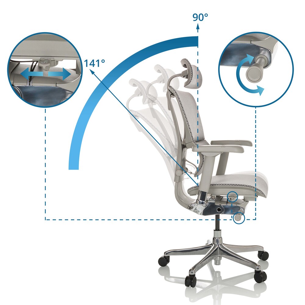 Luxus Chefsessel ERGOHUMAN SLIM G GEN2 Netzstoff mit Armlehnen (höhenverstellbar) hjh OFFICE