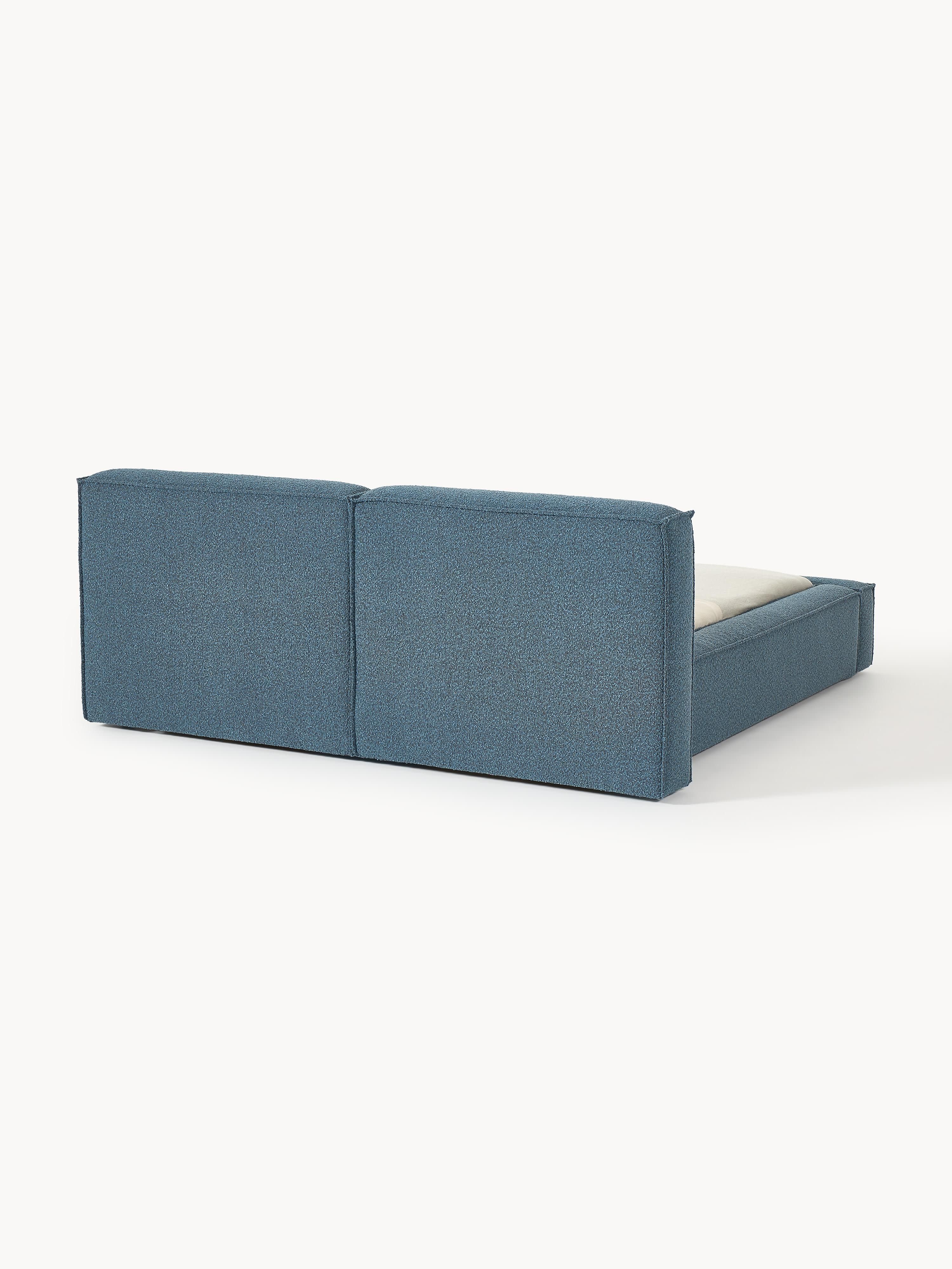 Bouclé gestoffeerd bed Lennon met opbergruimte