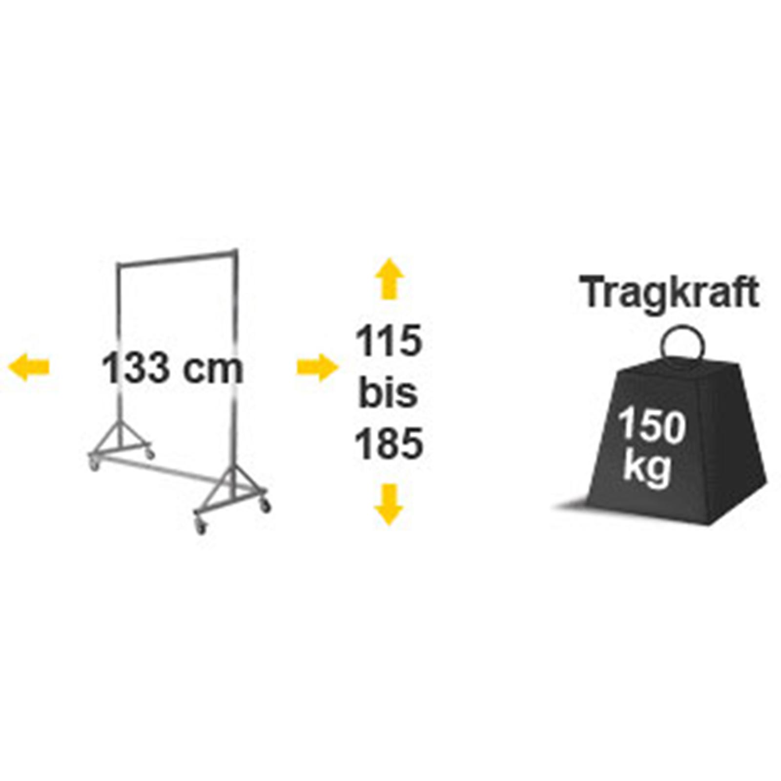 Profi-Kleiderständer - chrom-grau - 133 cm breit