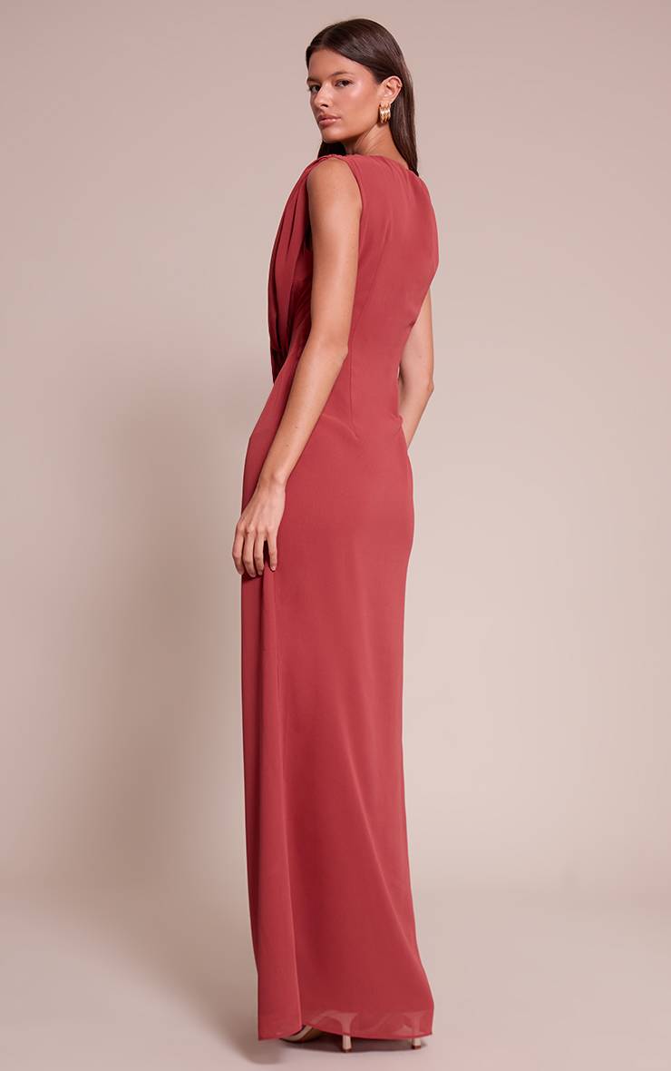 Rose Pâle Robe Longue Cache-cœur En Mousseline De Soie