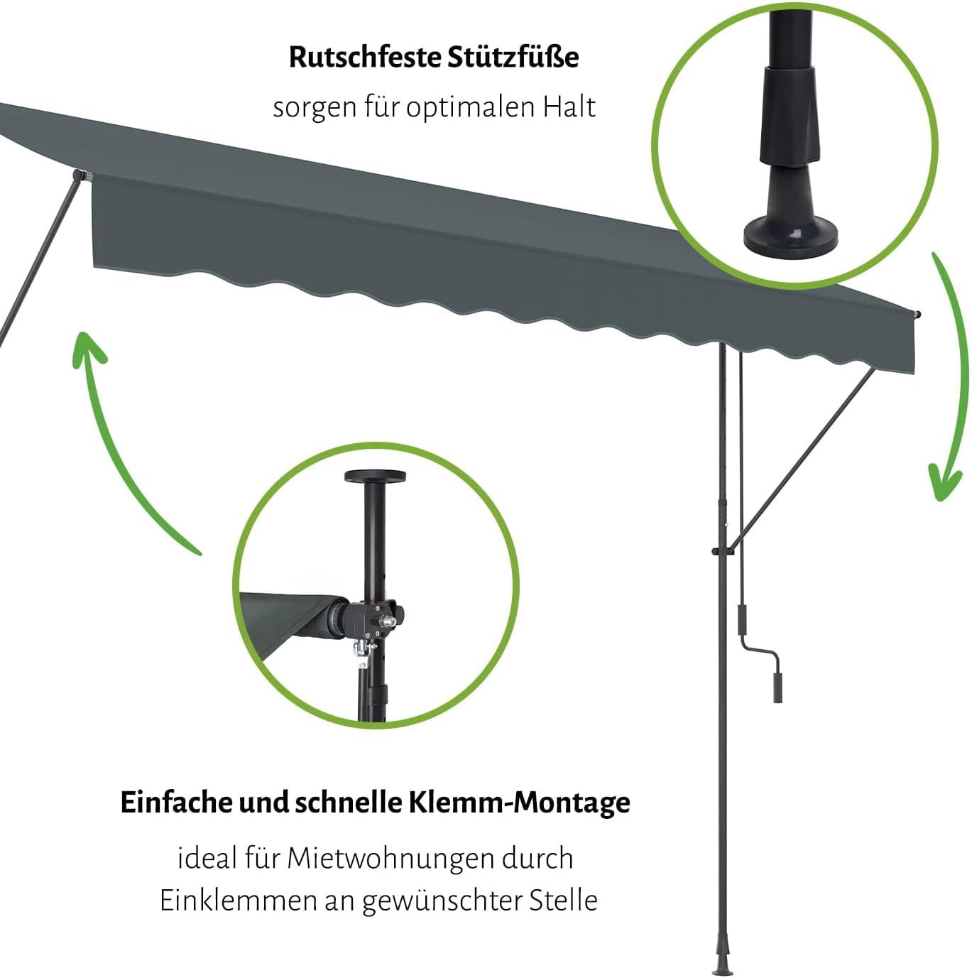 empasa Klemmmarkise 'ILANGA' Balkon Markise Klemm-Markise, UV-beständig und höhenverstellbar