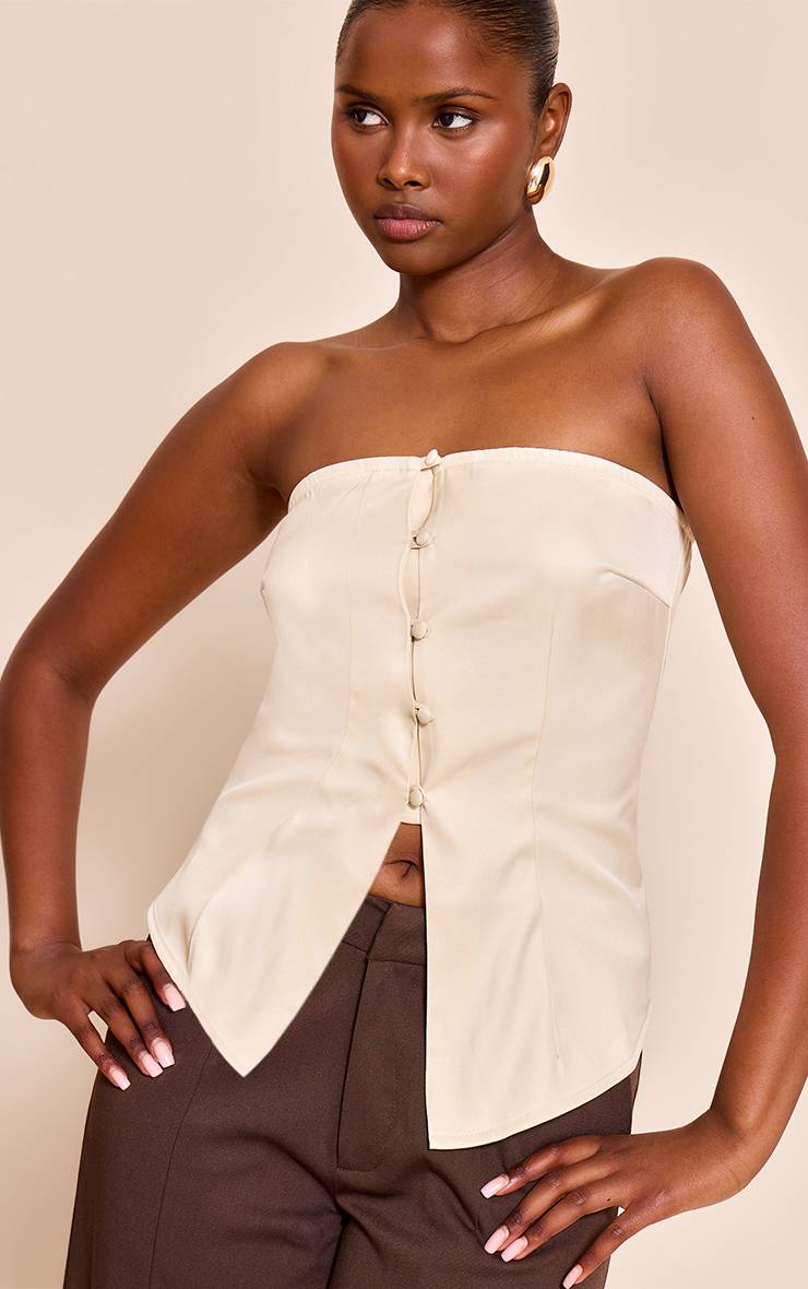 Crème Gilet Ajusté Bandeau Avec Boutons