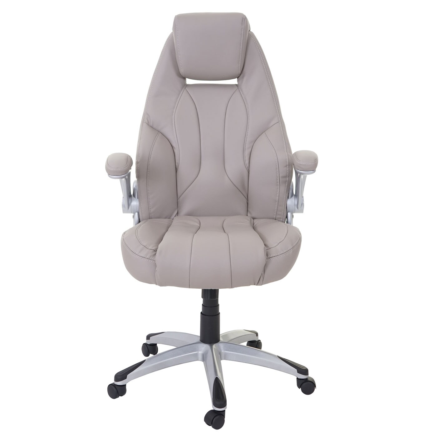 Bürostuhl MCW-A65, Schreibtischstuhl Chefsessel Drehstuhl, Kunstleder MVG-zertifiziert ~ taupe-grau