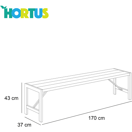 Hortus Augusta bænk - sort/galv. stel