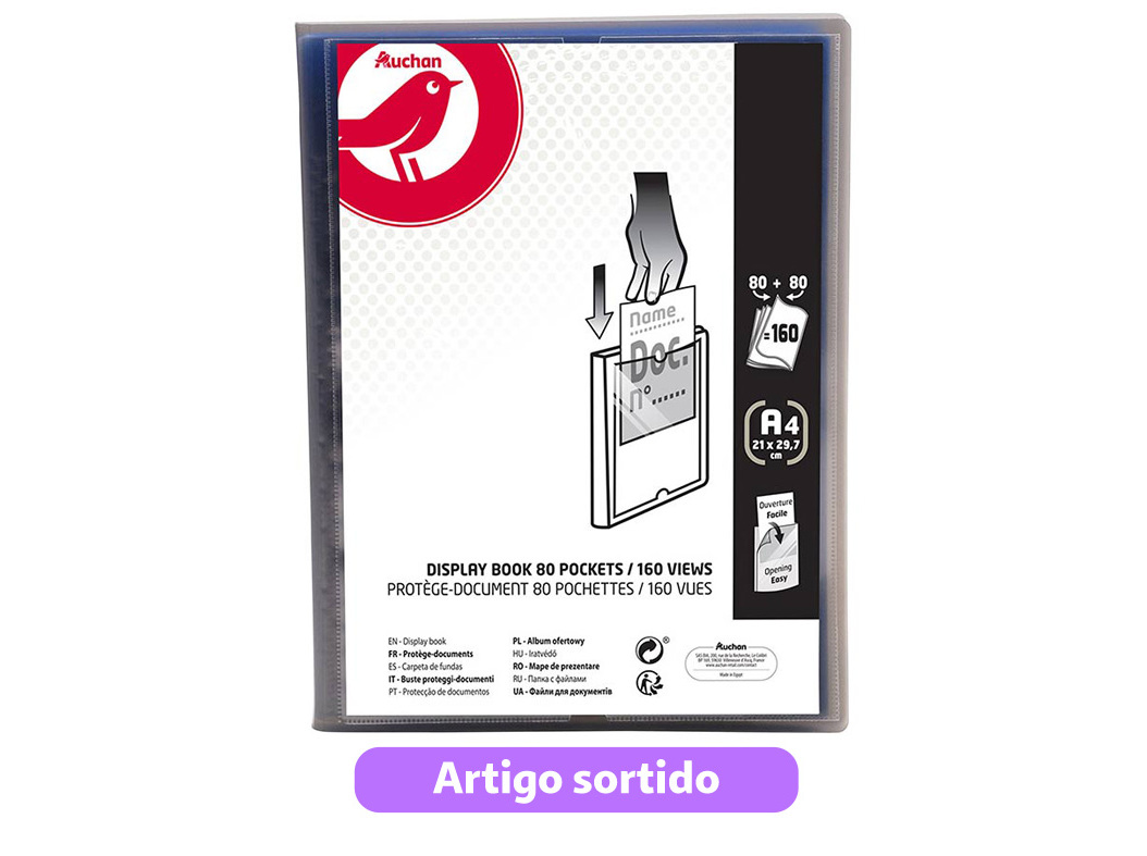 PORTFÓLIO AUCHAN A4 80 80 BOLSAS CORES SORTIDAS