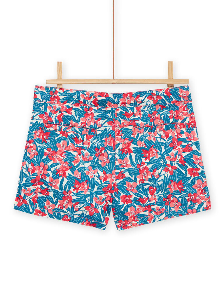 Short bleu et rose à imprimé fleuri