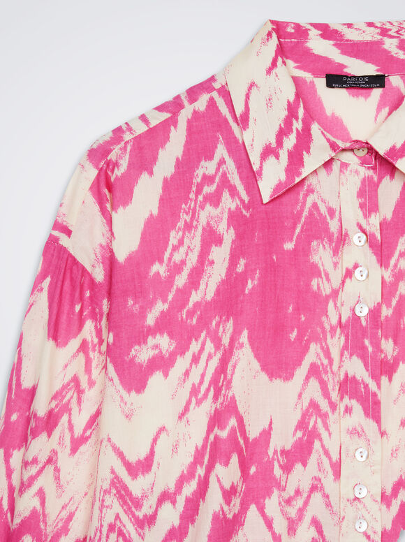Camisa de algodão estampada - Rosa
