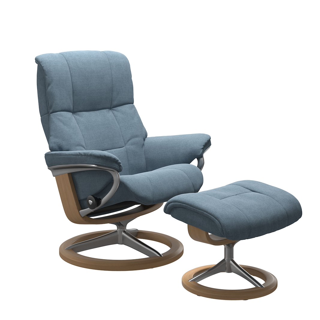 Mayfair Stol m/krakk Signature (M) Tekstil Dahlia Light Blue og Signature understell i eik og krom