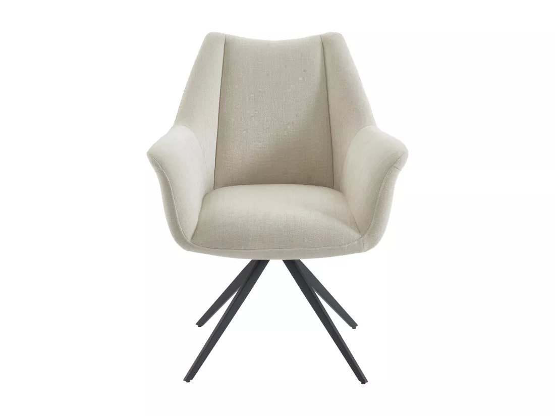 Lot de 2 chaises avec accoudoirs en tissu et métal noir - Beige - KARDESA de Maison Céphy
