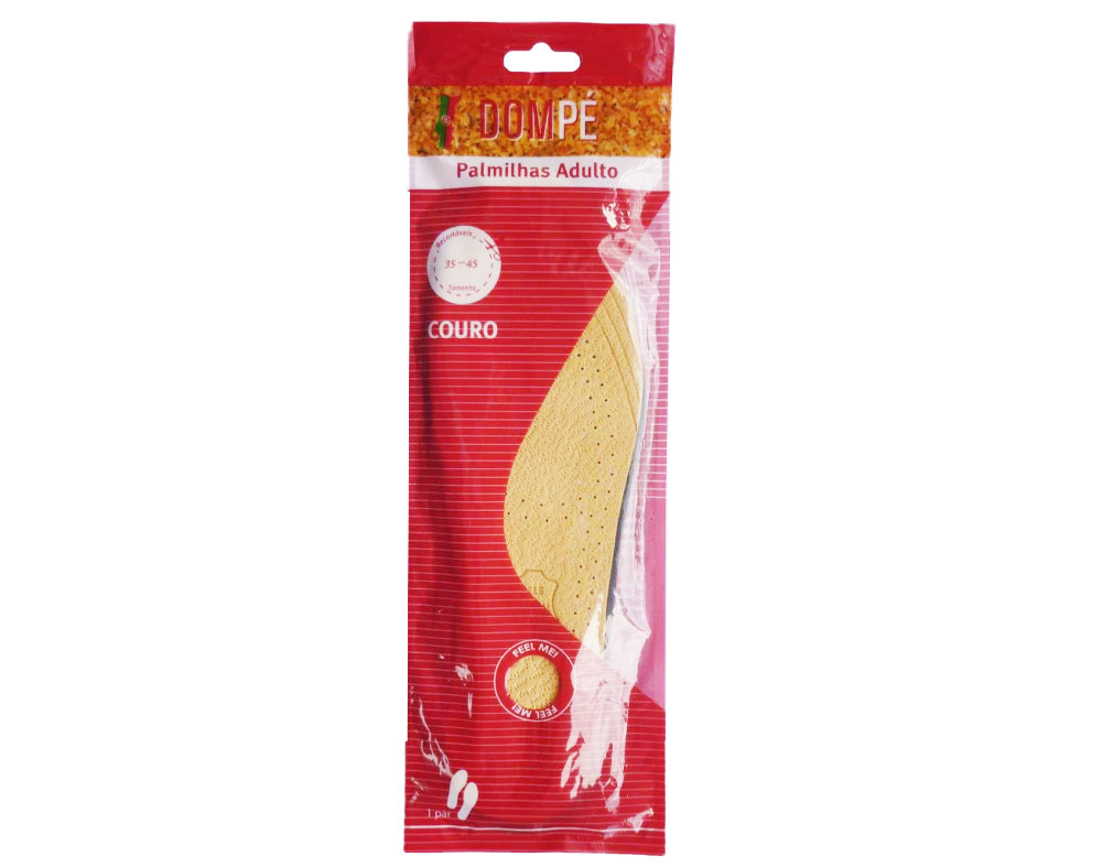 PALMILHA DOM PÉ COURO NATURAL ADULTO MULTI-TAMANHOS 35/45