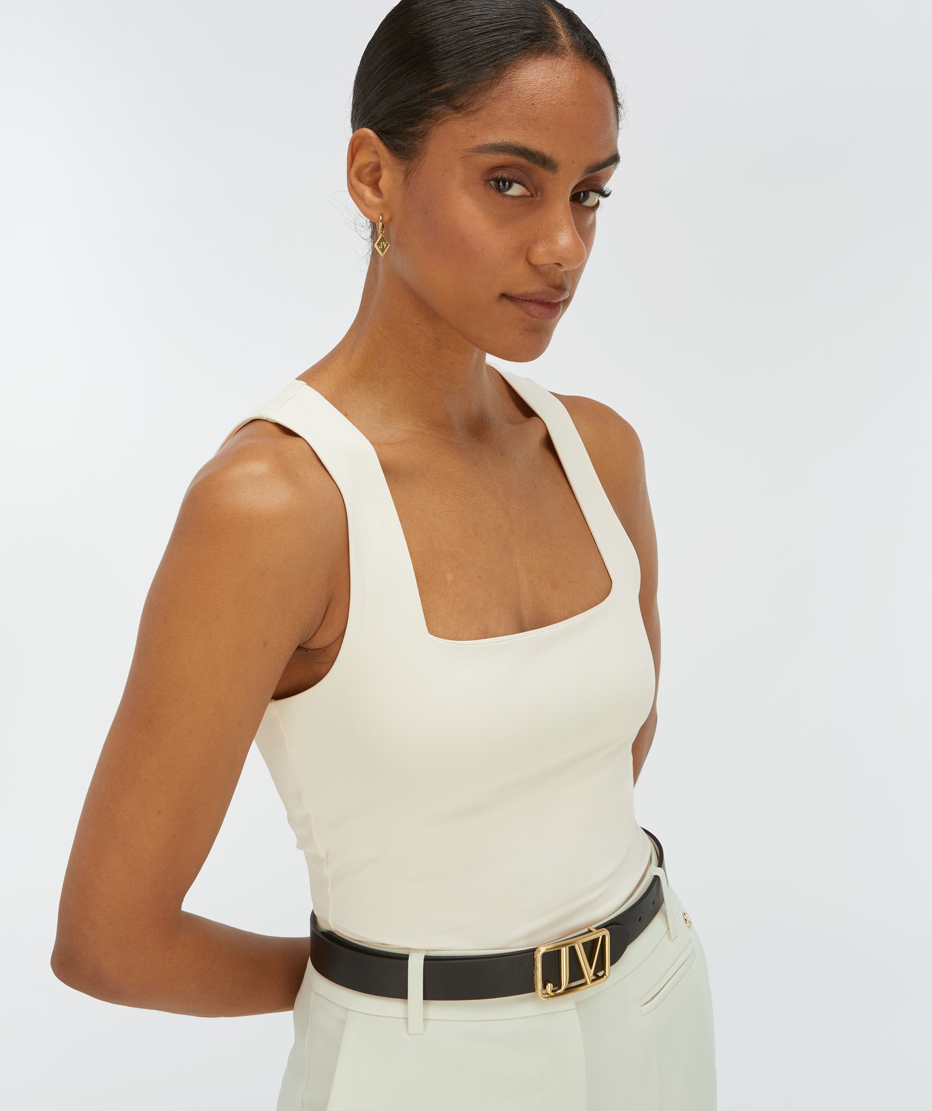 JV-LINDE slim fit top - creme white
