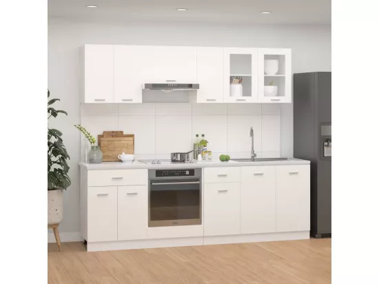 Ensemble de meubles de cuisine 8 pcs Blanc Aggloméré