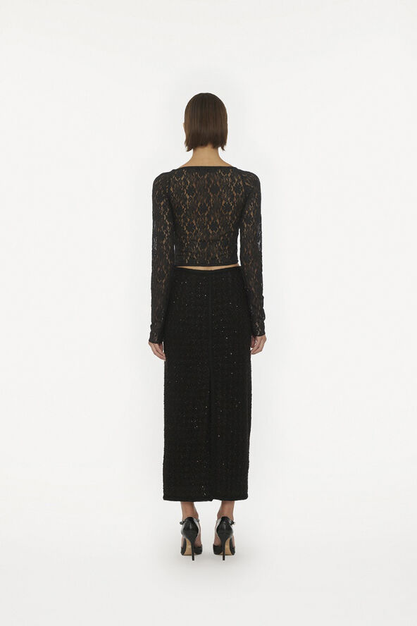 ROTATE Birger Christensen BOUCLE MAXI SKIRT Black
