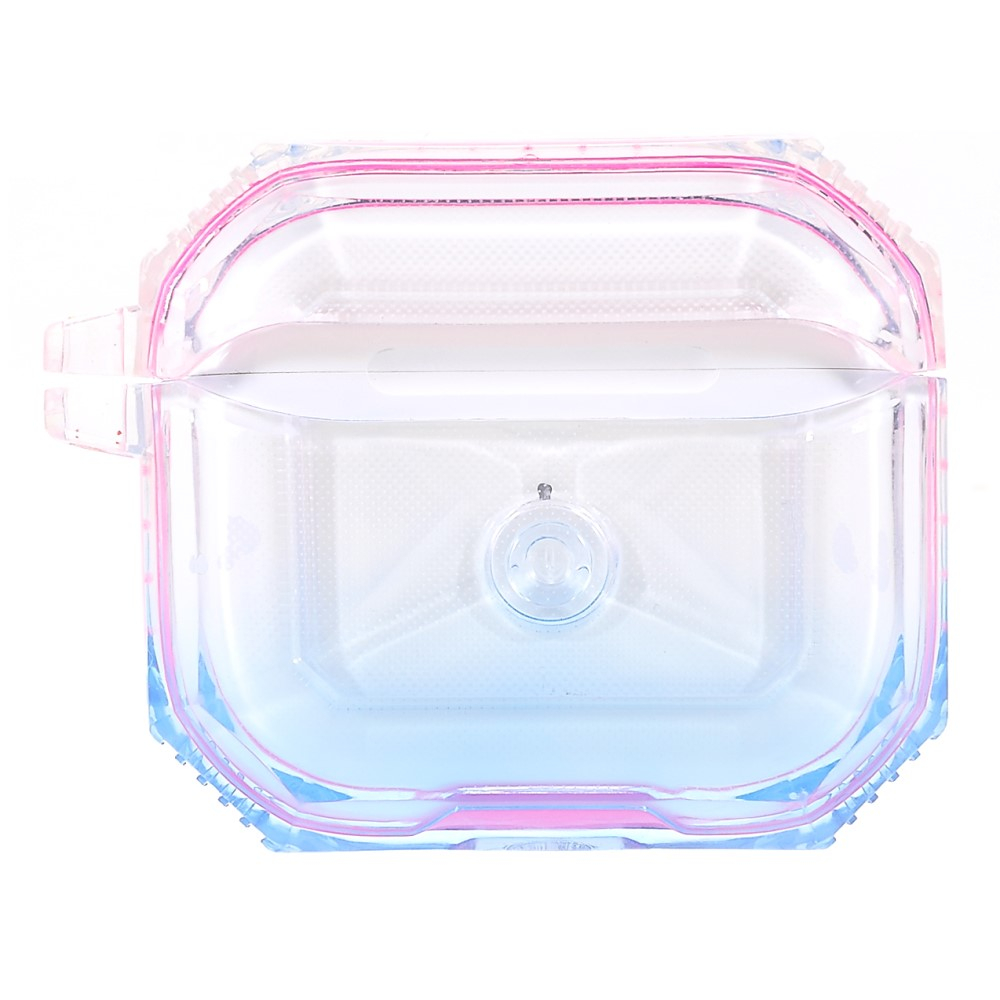 AirPods (3. Generation) Gummi Schutzhülle Air Cushion Fallschutz mit Farbverlauf   Trageschlaufe - Transparent / Rosa