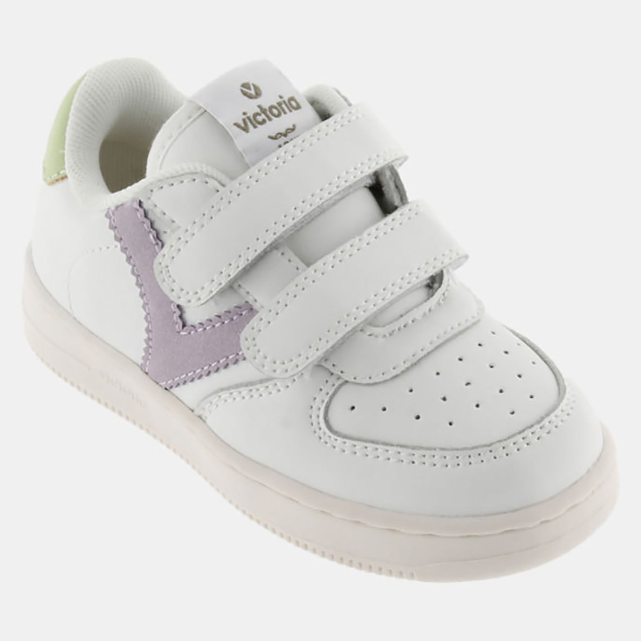 Victoria Baskets Velcro blanc/vert/violet