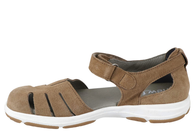 NEW FEET SANDAL I SANDFARVET RUSKIND MED LUKKET TÅ