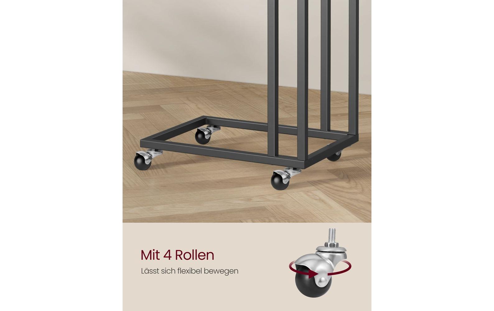 Beistelltisch mit Rollen 35 x 60 cm, SchwarzWohnzimmertisch