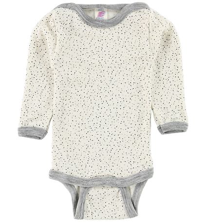 Engel Body L/æ - Wolle/Seide - Creme/Grau m. Punkte