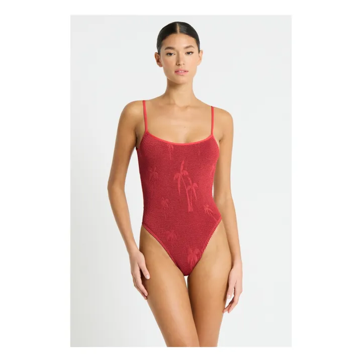 Bond-Eye Maillot 1 Pièce Low Palace Jacquard Palmier | Rouge
