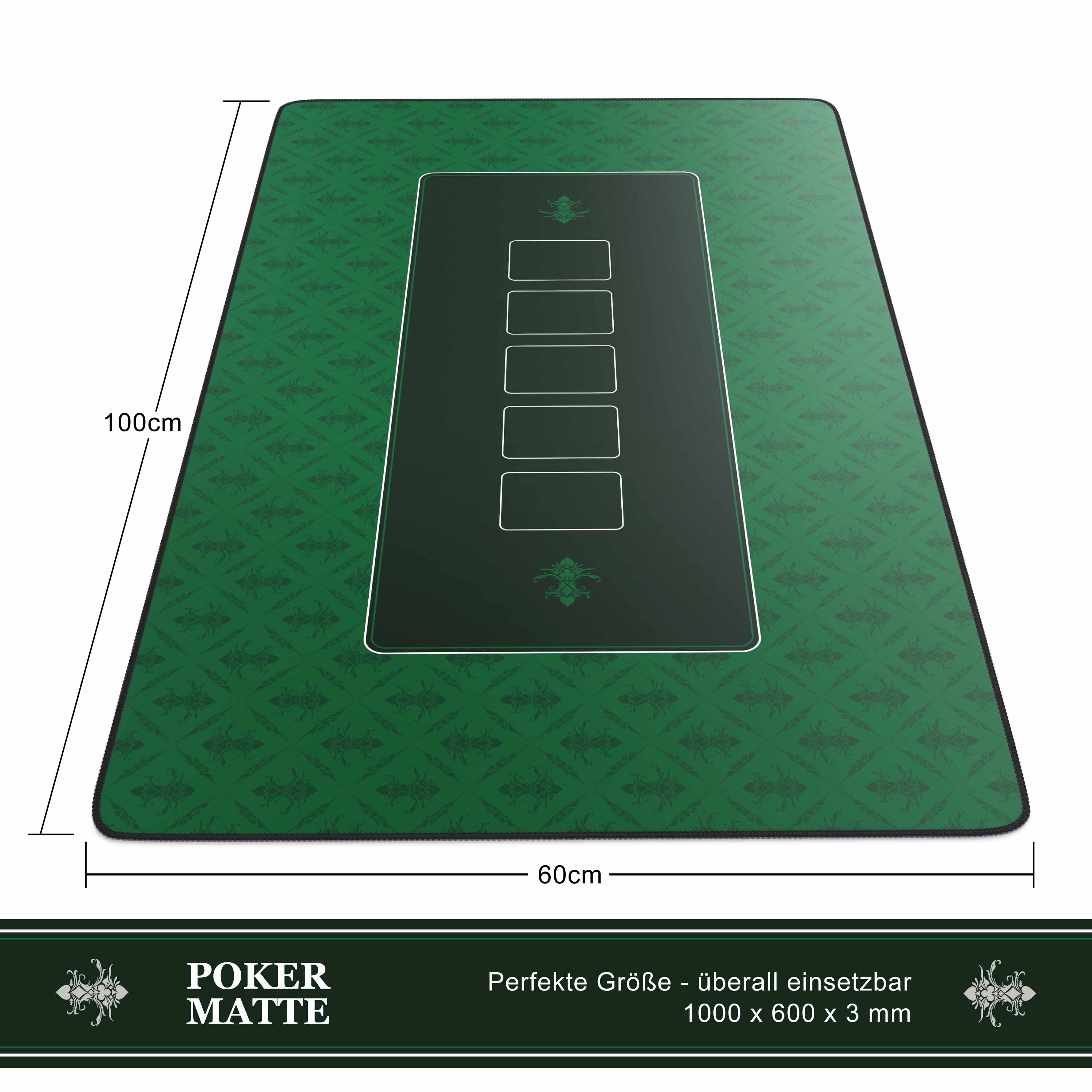 CSL Pokermatte XL Tischauflage für Poker 100 x 60cm / Kartenspiel Matte / Pokertisch Auflage