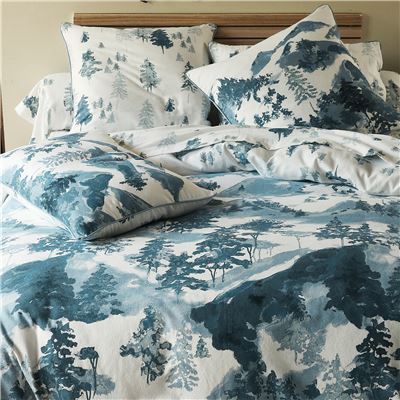 Linge de lit flanelle motif montagne - BECQUET CRÉATION