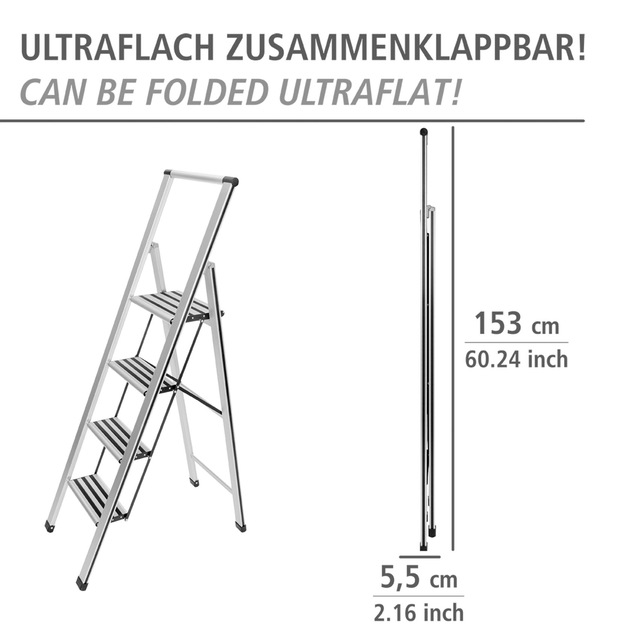WENKO Trittleiter »Modell Alu-Design« Klapptritt Leiter, rutschsichere XXL-Stufen, klappbar, bis 150 kg