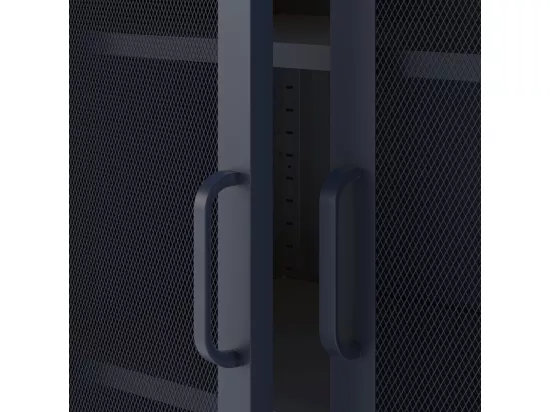 Zio - Vaisselier 2 portes en métal H170cm - Bleu nuit