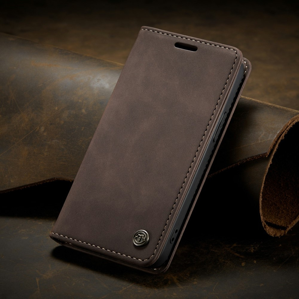 iPhone 13 Leder Tasche Flip Wallet Etui mit Kartenfächern - Braun