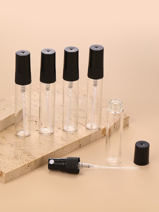 Mini refill parfumeflaske sprayflaske 5 ml 5-pak Sort